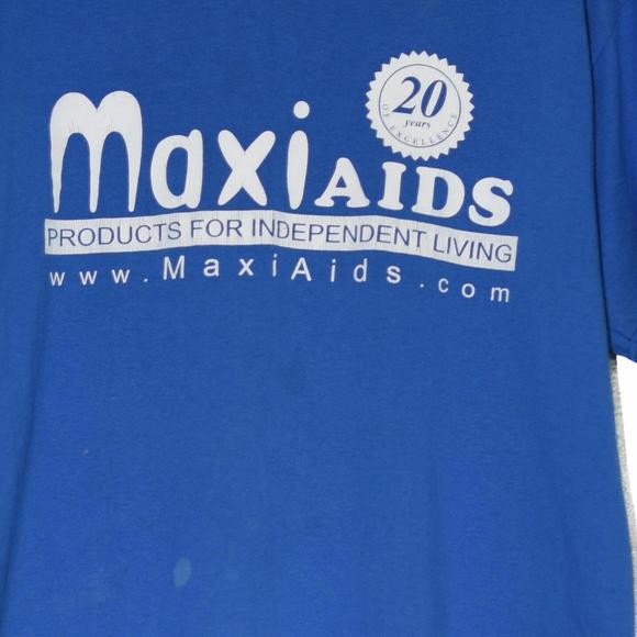 Hanes Maxi Aids Mens Blue Printed T-Shirt Short Sleeve Round Neck Size L - Picture 3 of 4